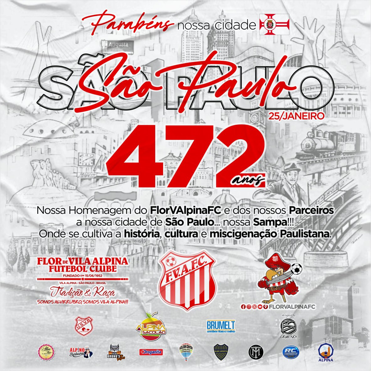 FlorVAlpinaFC's tweet photo. Parabéns cidade de São Paulo pelos 472anos!!! 25/Jan
Nossa Homenagem do @FlorVAlpinaFC e Parceiros a nossa cidade de São Paulo... nossa Sampa!!!
Onde se cultiva a história, cultura e miscigenação Paulistana.

#FlorVAlpinaFC #ParabénsCidadeSãoPaulo #SãoPaulo472anos #Sampa472anos https://t.co/EO11KNczRb