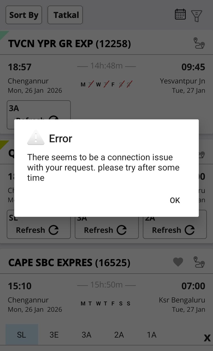 Anandu27's tweet photo. Pathetic experience from IRCTC app. Tried Talkal booking after 2 years, and wow, still no better. Maybe they should let a private company handle it OR Maybe I should start a charity for RAM and CPU donations. 
@IRCTCofficial @RailMinIndia @Central_Railway @RailwaySeva https://t.co/loLDenmtM0