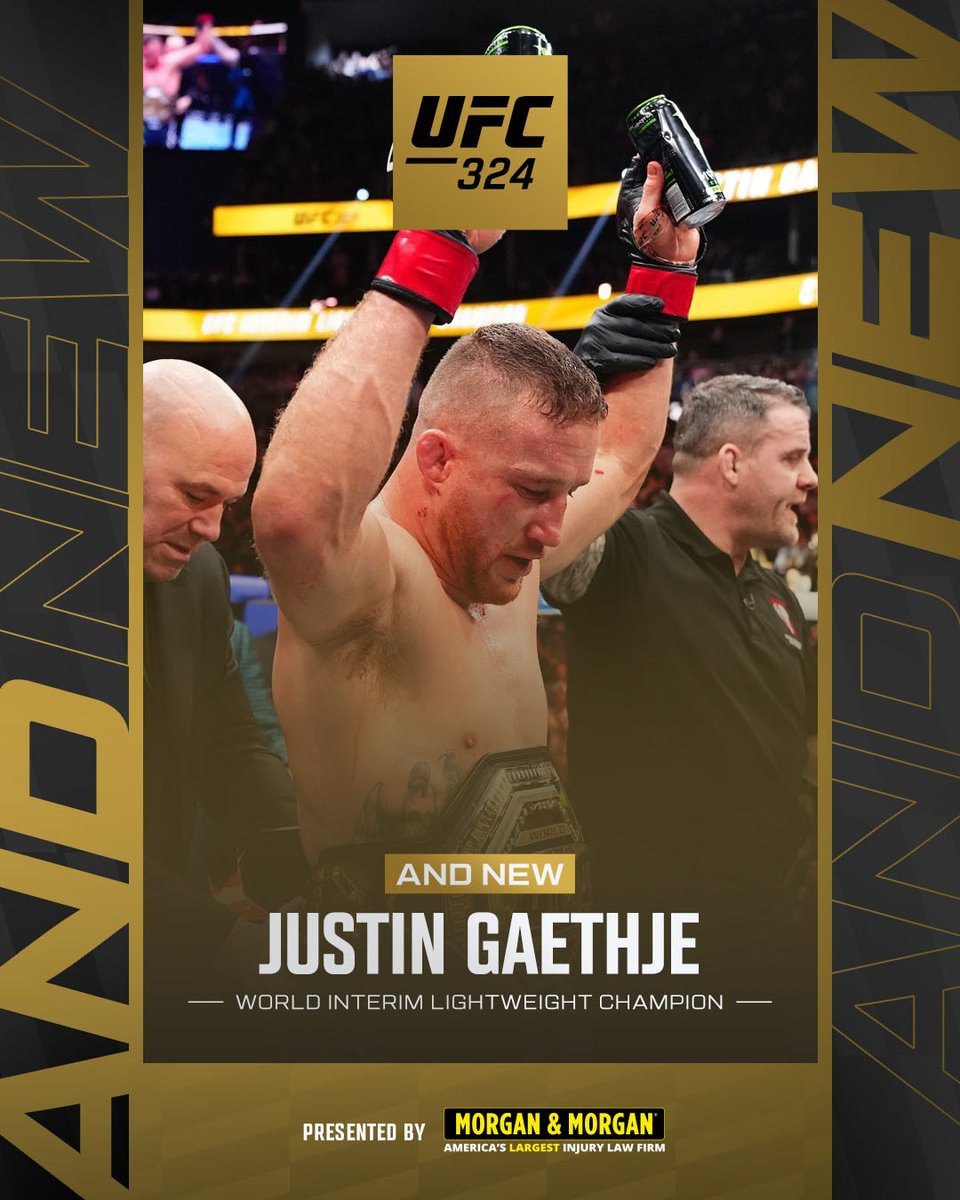 ufc's tweet image. #ANDNEW 🏆 | @Justin_Gaethje

[ B2YB @ForThePeople | #UFC324 ]