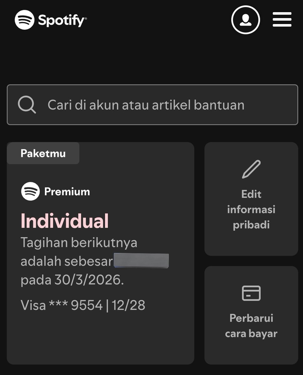 ada yang mau? spotify indplan durasi 2 bulan lebih 20k aja sisa 1 ya, soalnya ini hasil akun tes udah didiemin 1 bulanan dan masih awet premiumnya

akun seller garansi 1 bulan siap pakai, paketnya habis bulan 3 tanggal 30. yang mau boleh order ke wa

#zonauang