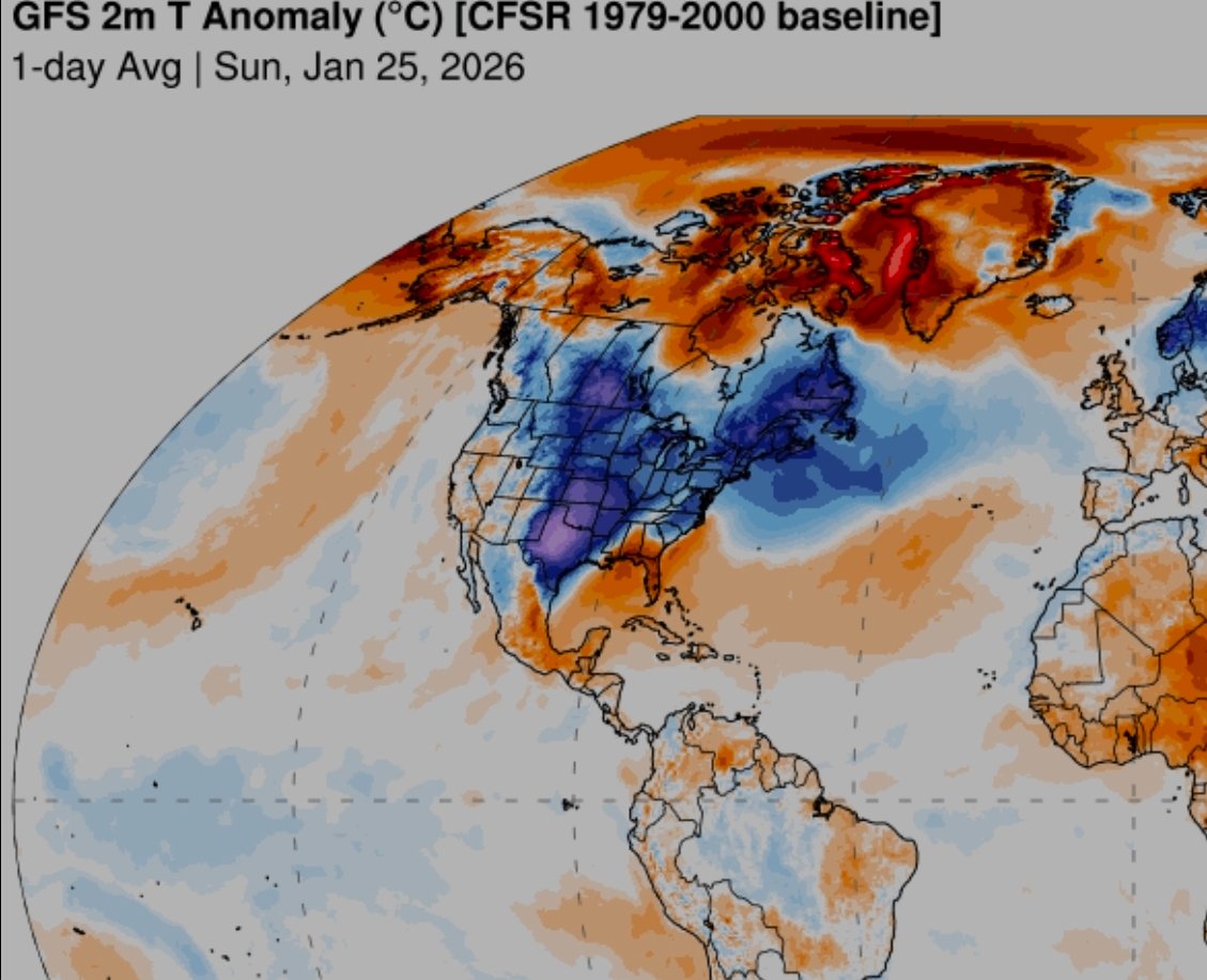 For the cherry pickers claiming the US winter storm means global warming isn't real, take a look at the arctic anomalous temp. Also note climate is an average of weather patterns over several decades. Global decadal temps have risen rapidly for approximately half a century.
