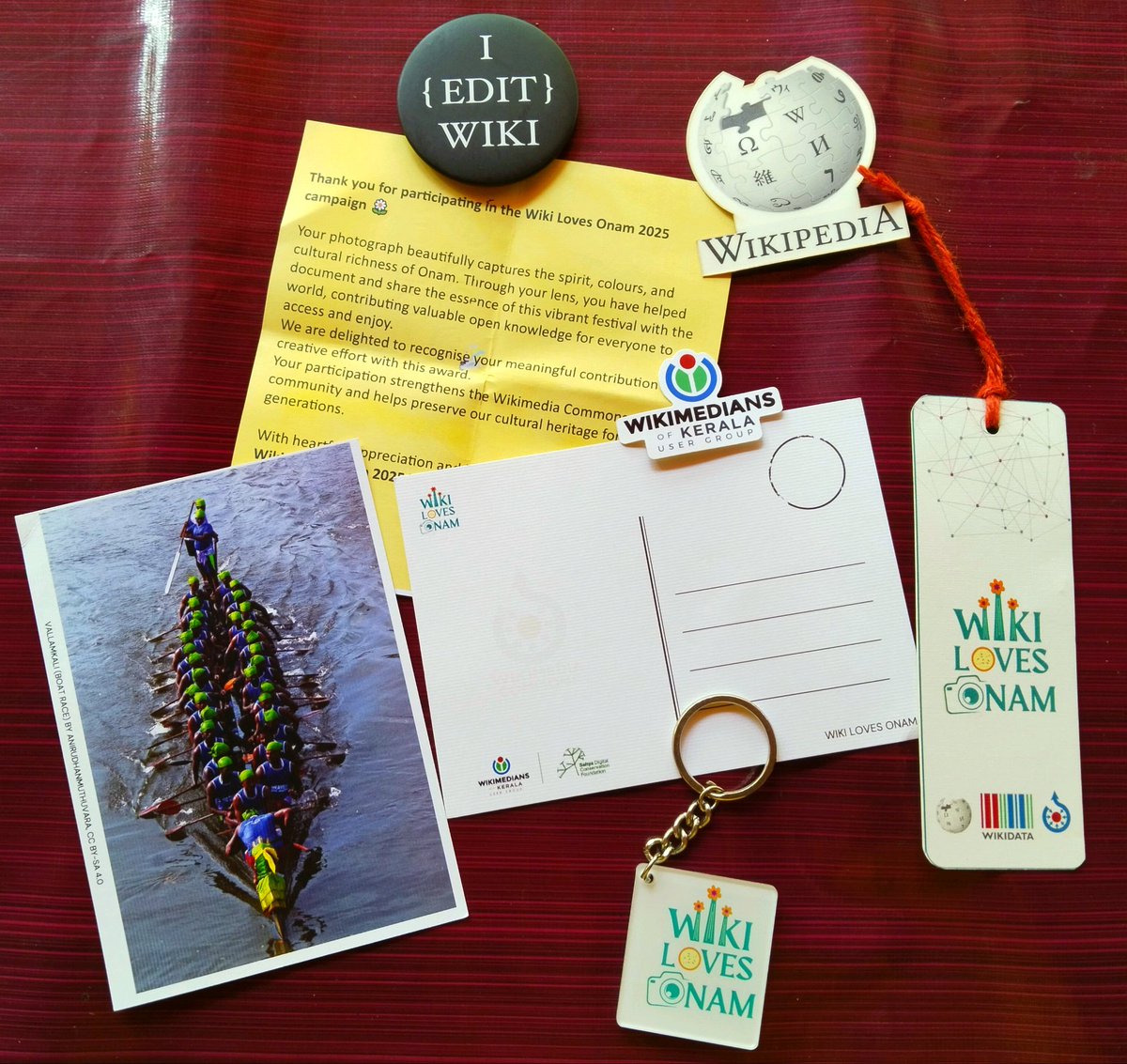 Happy to receive the lovely postcards,  stickers, and goodies from <a href="/wikimediakerala/">Wikimedians of Kerala</a> 💌
Feeling grateful to have won for the second time in the #WikiLovesOnam campaign.
Thank you to the Wikimedians of kerala community! 🌼✨ <a href="/jinoytomjacob/">Er. Jinoy \ ജിനോയ്‌ 🇮🇳</a> <a href="/wikilovesonam/">Wiki Loves Onam</a>   commons.wikimedia.org/wiki/Commons:W…