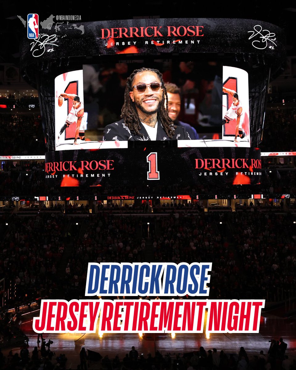 NBA_Indonesia's tweet image. Momen saat banner Derrick Rose resmi dipensiunkan 🌹
Selamanya nomor 1 milik Chicago. Legacy yang abadi di United Center 🏀✨

#NBAOffCourt #DerrickRose