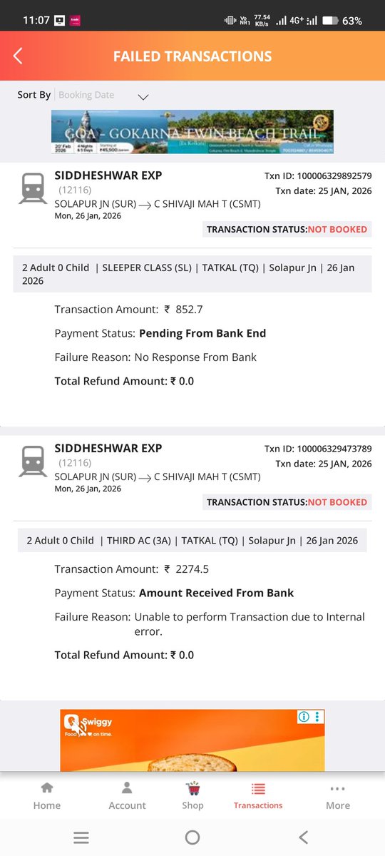 A perfect example of “Digital India.”
Money deducted from my bank, but the system shows no response from bank and unable to perform the transaction due to an internal error.
Please refund my money immediately.
<a href="/IRCTCofficial/">IRCTC</a> <a href="/RailwaySeva/">RailwaySeva</a> <a href="/RailMinIndia/">Ministry of Railways</a>