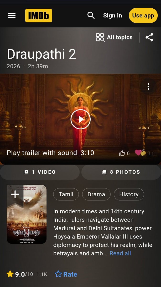#Draupathi2 IMDB Rating 9.0 💥💥💥