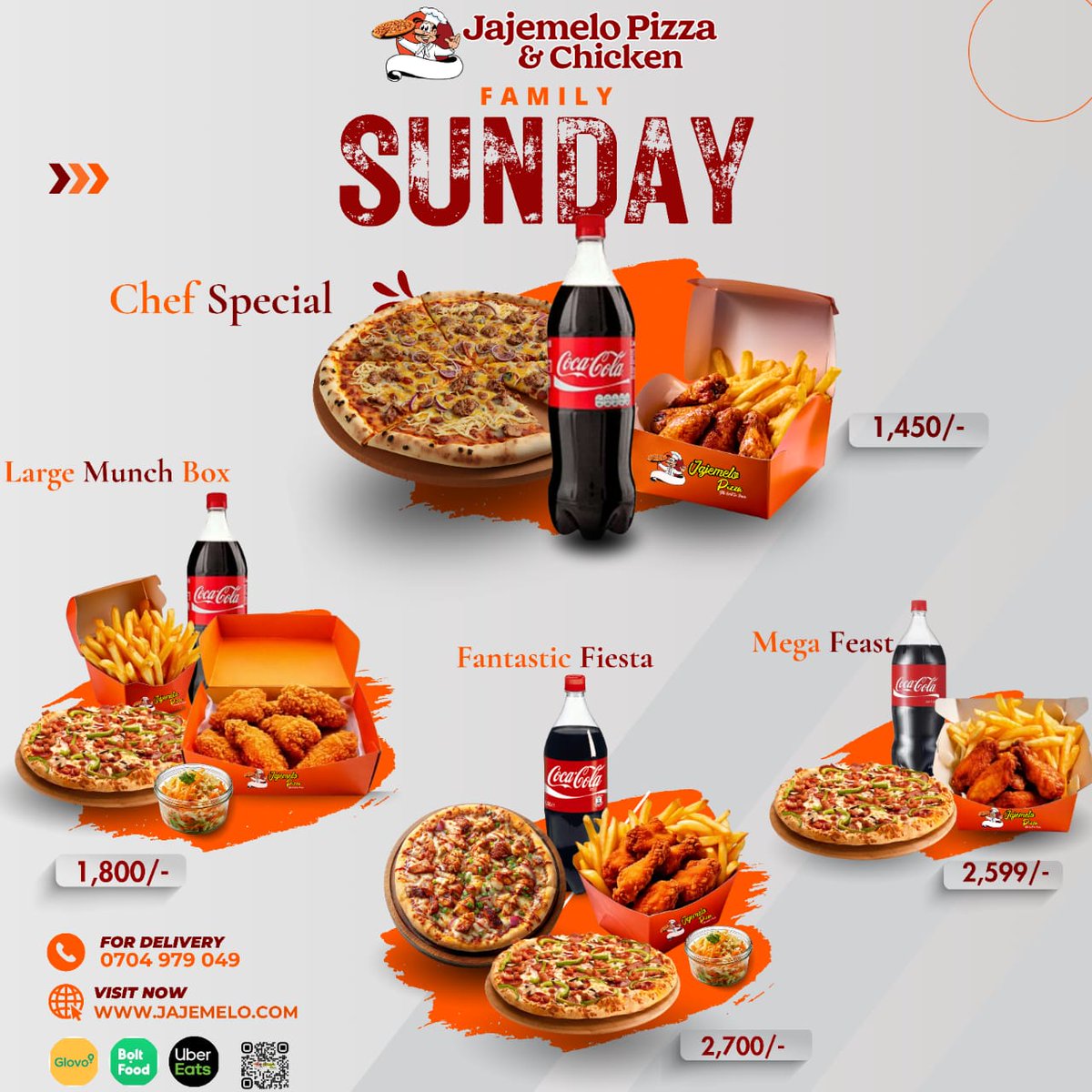 jajemelo's tweet photo. THIS SUNDAY ONLY – JAJEMELO PIZZA &amp; CHICKEN 🔥
🍕🍗 Smart food lovers, this one’s for you!t

👉 ANY for Ksh 499 ONLY
✅ 2pcs Chicken + Fries + Soda
✅ OR Small Pizza + Juice

💣 Big Value Combos
Call: 0704 979 049  or visit https://t.co/M0gMoavxDB 
#jajemelopizza #pizza https://t.co/SclOmXPU4p
