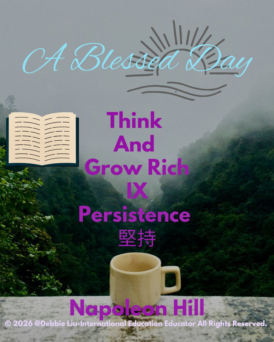 Spreadforever's tweet photo. ⭐️#Leadership #Mindset
📕 Think &amp; Grow Rich by Napoleon Hill
Chapter IX: #Persistence 
(The Sustained Effort Necessary to Induce #Faith)
Join “#Sparkle Leadership Team” !
#LifelongLearning 
https://t.co/LD9UxATF2I
#Health #Wellness 
© 2026 Sparkle Learning-Debbie Liu-Educator 💕 https://t.co/61tQtpSNHF