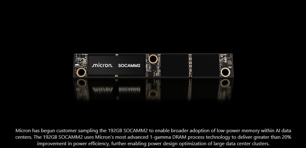 $MU Thanks for 5-year partnership with NVIDIA, Micron extends its leadership in Low-Power DRAM for AI Servers (SOCAMM2) which is emerging as one of the most critical memory innovations for scaling next-generation AI infrastructure efficiently.

SOCAMM2 addresses the core energy