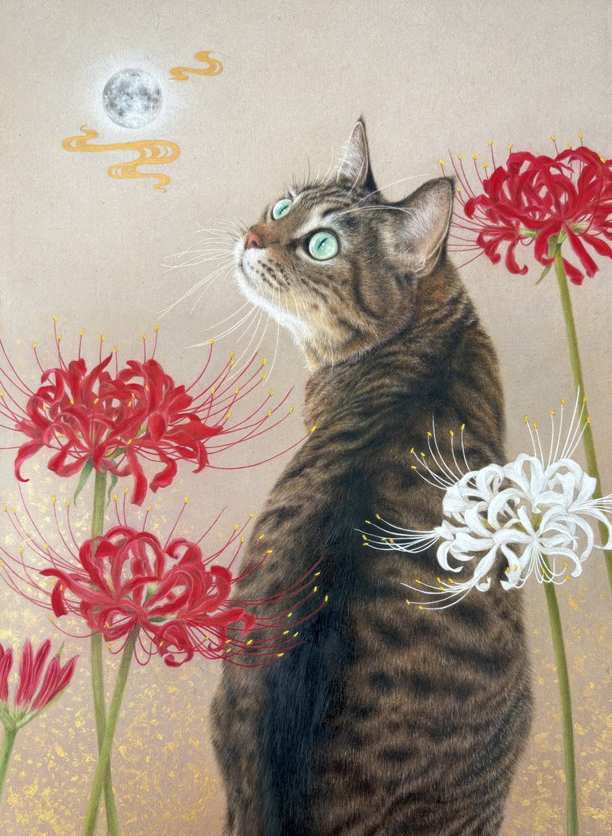 今年最初の1枚はなつめの絵🐈 たぶん明日、Youtubeにメイキング動画up