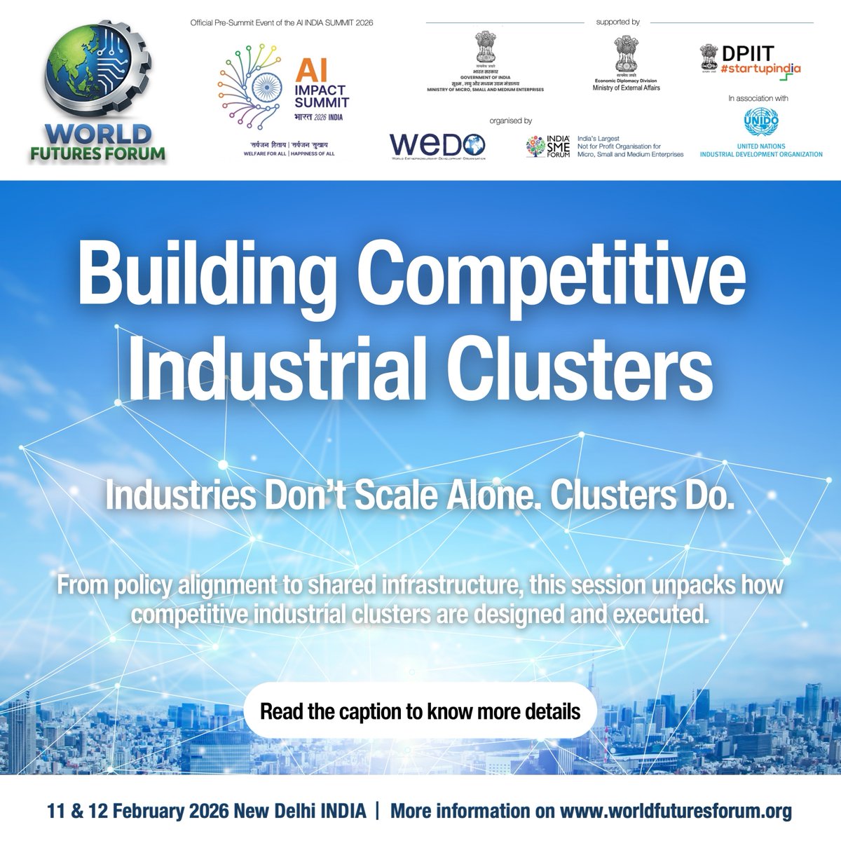 wff_2026's tweet photo. Industrial competitiveness is built in clusters, not silos.

At #WFF2026, we explore how industrial clusters across the Global South are being designed to deliver scale and impact.

Registrations open: https://t.co/WgGWI2QY7J

#WorldFuturesForum #IndustrialClusters #GlobalSouth https://t.co/PfApKeFAfI