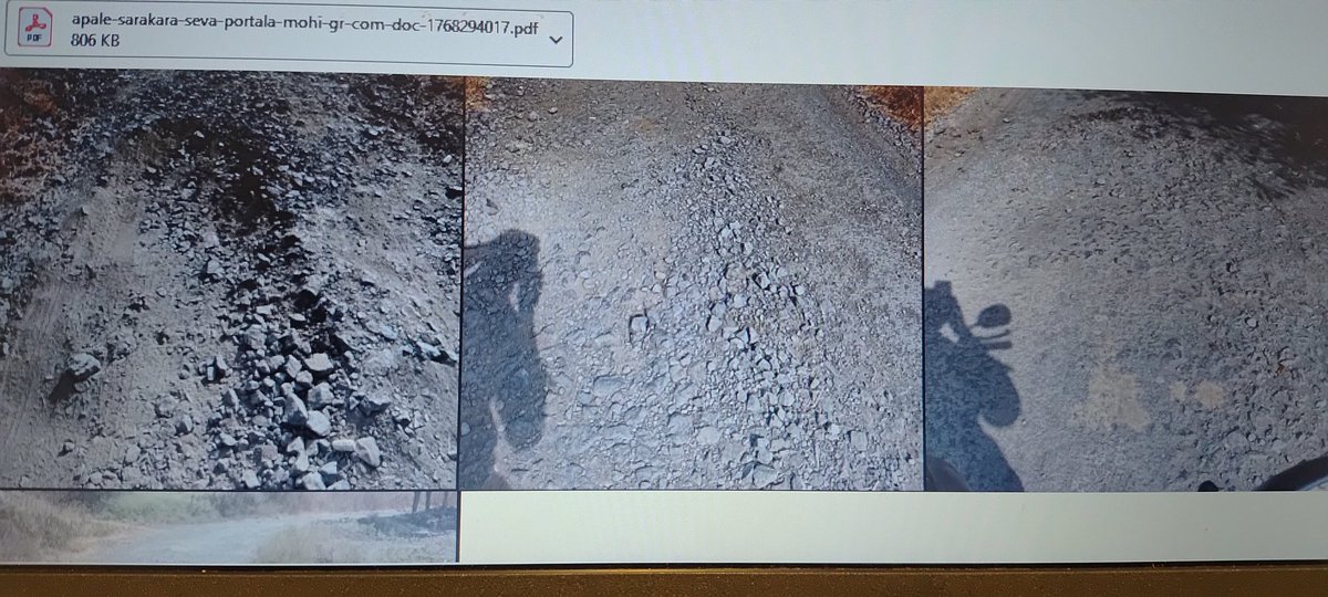 sandipdeokar's tweet photo. @nitin_gadkari 

DIS/RDDE/SATA/2026/1 Grievance Request

Dear Nitin Sir

Since last 10 years, there is no attention given by government to address road conditions at Mohi village, Man taluka(Satara district)
I am uploading photos of road conditions need 1 to 1.5 crore budget https://t.co/DYUlFSFhxp