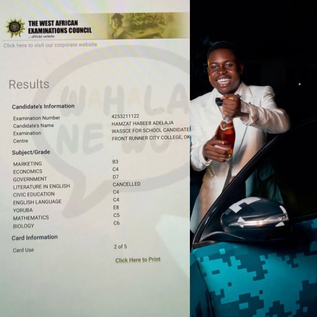 Peller’s waec result surface online