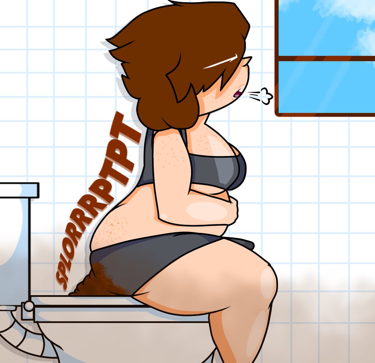 LexiSoils's tweet photo. (CW: soiling)
Lily took her morning dump.

She also FORGOT to take her panties off :/
#fetishart #pantypoop https://t.co/t5BXggedGc