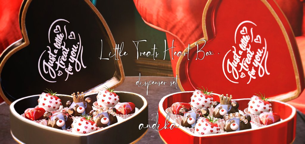 andika0000000's tweet photo. andika{Little Treats Heart Box} 💝Dispenser set.
A heart full of tiny sweets, made to share sweet moments.
Coming soon at Uber ✨
https://t.co/fP6oWewsUP
Opening in just a few hours.
#UberEvent #UberSL #andika #SecondLife
#SLFood #SLSweets #VirtualSweets #ad https://t.co/EQoUjWu2oK