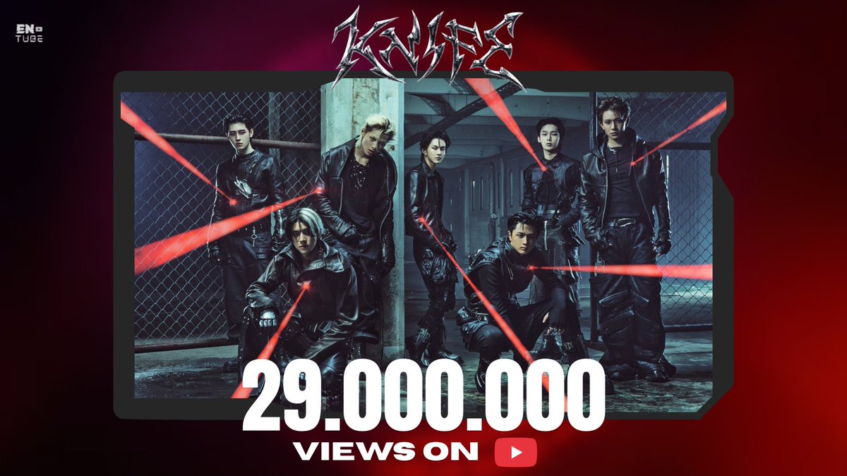 _ENTUBE's tweet photo. #ENHYPEN 'Knife' Official MV has now reached 29 MILLION views with 733k likes on YouTube!! 🩵

Knife MV
🔗: https://t.co/oSn89D47d7

#엔하이픈 #EN_Knife #THE_SIN_VANISH https://t.co/FHXcbCRi7S
