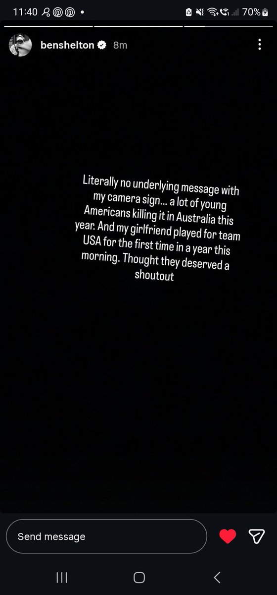Not just killing it in Australia, 
<a href="/BenShelton/">Ben Shelton</a> - in Gaza, Iran and Venezuela too - don't undersell them.