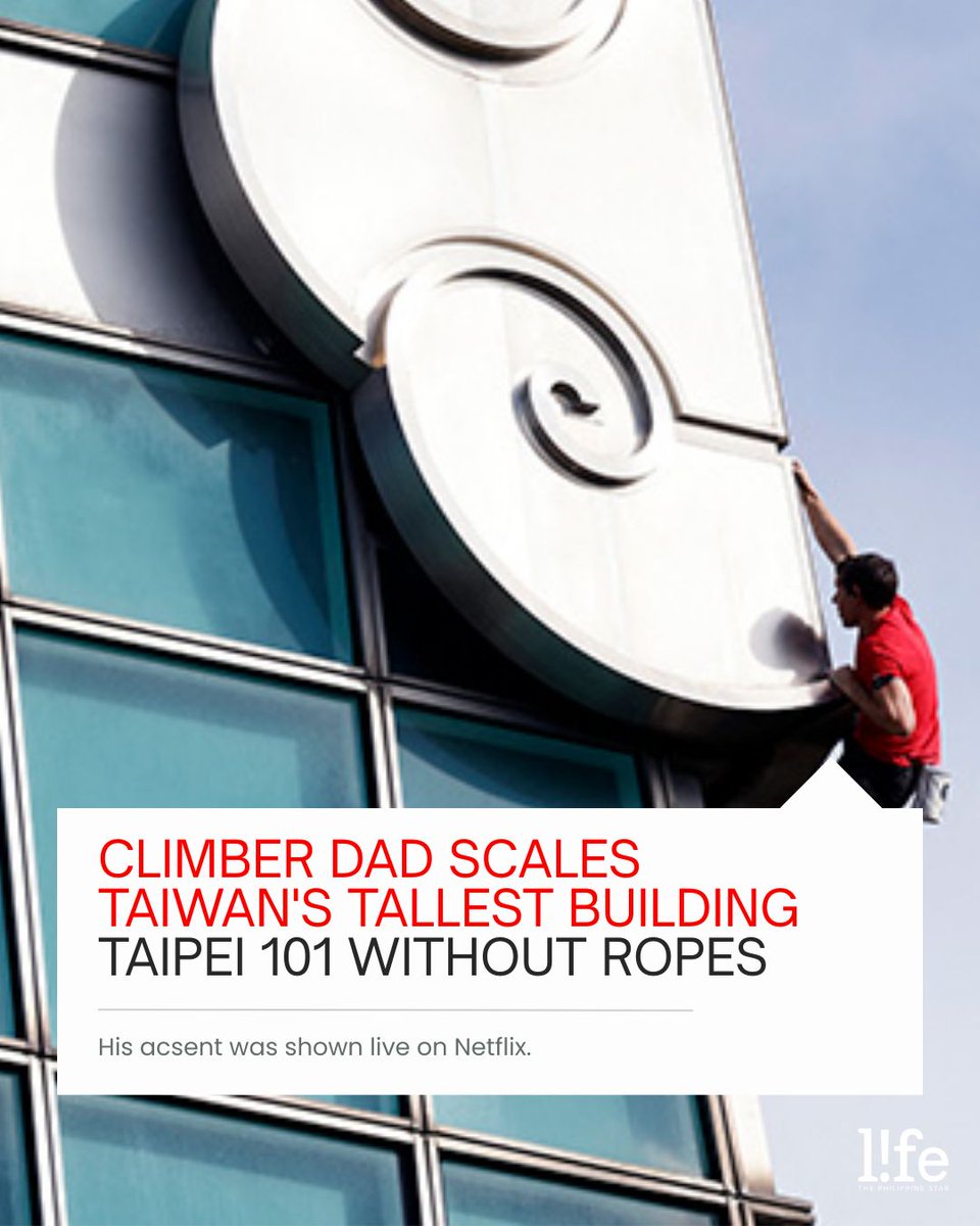 CLIMBING TAIPEI’S TALLEST TOWER 

American climber Alex Honnold scaled Taipei 101 without ropes or a safety net on Jan. 25, cheered on by thousands as he climbed one of the world’s tallest buildings. 

READ: buff.ly/qrQVdJG