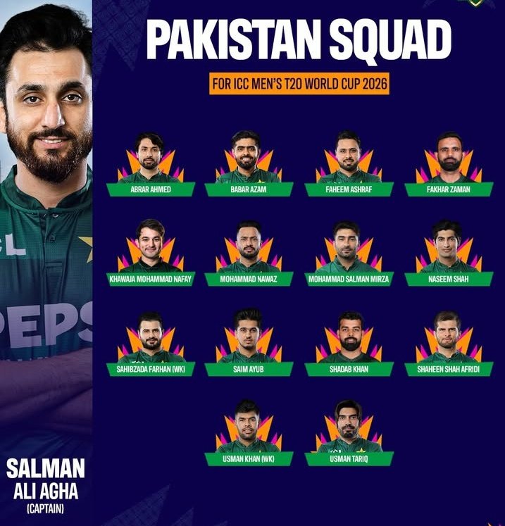 princesanu_56's tweet photo. 🚨 OFFICIAL ANNOUNCEMENT 🚨
🇵🇰 Pakistan Announce Squad For T20 World Cup 2026 🏆💚
The Men in Green are ready to take on the world! 💪🔥
📋 Squad revealed by PCB ahead of the mega event 🌍
🙌 Big hopes, big dreams — let’s go Pakistan!
#T20WorldCup2026 #PakistanCricket #MenInGreen https://t.co/ddxEPsZov5