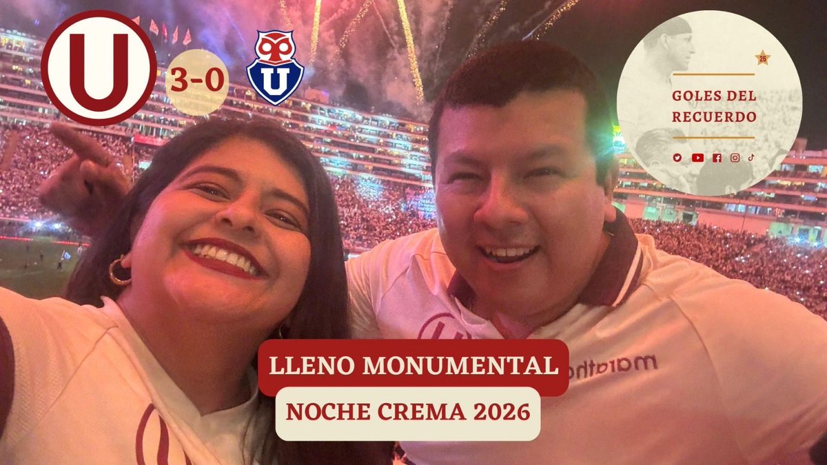 Noche Crema 2026 

UNIVERSITARIO 3-0 U de Chile 

Lleno Monumental - Desde Oriente 

youtu.be/2CblBInRxDk?si…