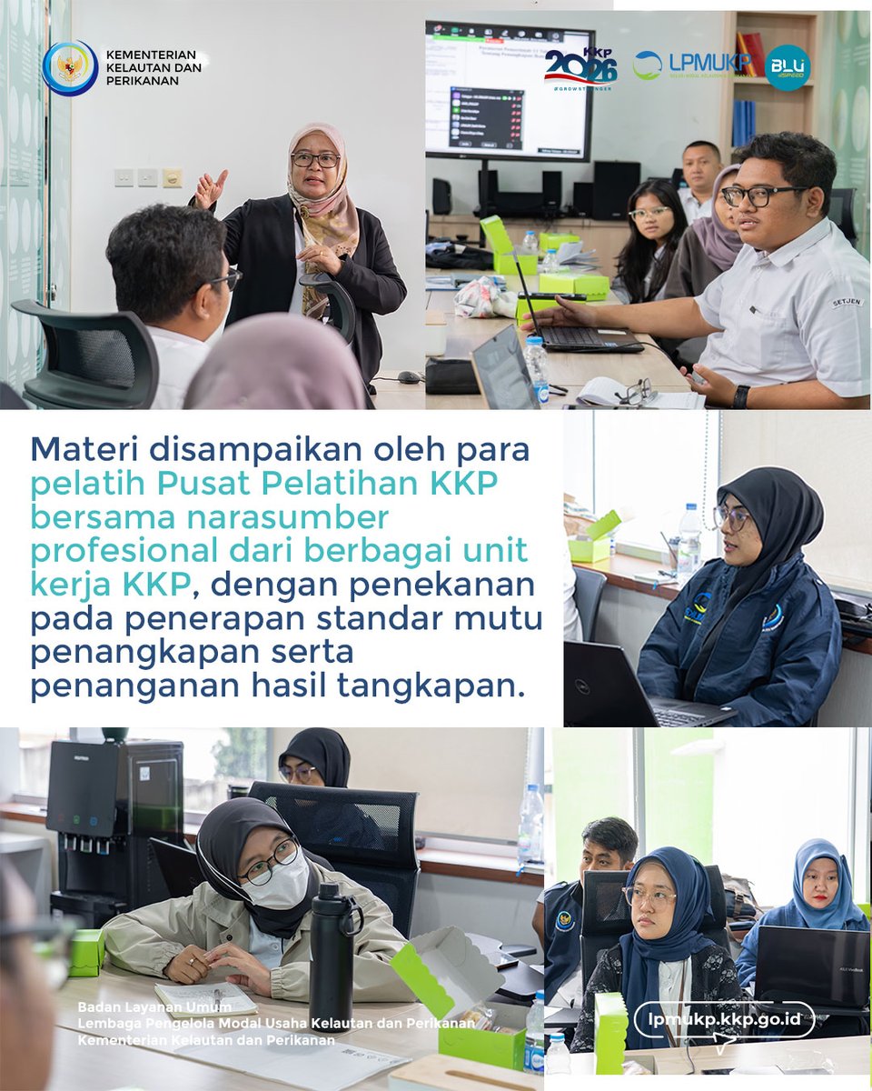 lpmukpgoid's tweet photo. LPMUKP memperkuat pendampingan usaha lewat Pelatihan CPIB yang diikuti pelaksana bisnis serta analis risiko LPMUKP, Materi dari pelatih Puslat KKP menekankan standar mutu &amp; penanganan hasil tangkapan.guna dukung usaha perikanan yang berkelanjutan, dan berdaya saing💪🌊 https://t.co/Q39NG2ml2e