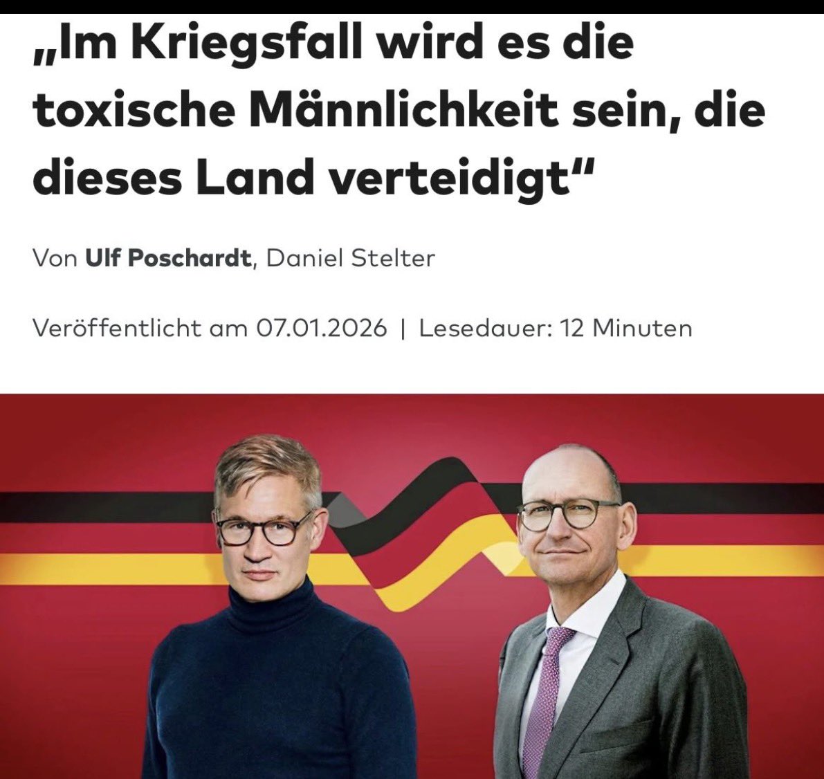 Allerdings wäre der Kriegsfall auch durch eine gehörige Portion toxischer Männlichkeit herbeigeführt worden