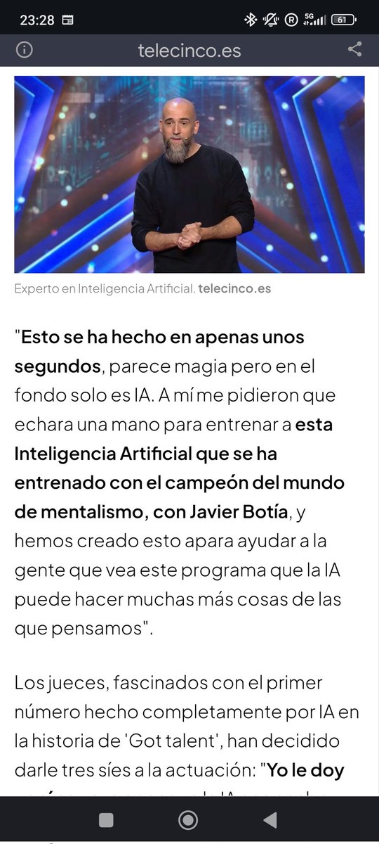 JavierBotia's tweet image. Por primera vez una IA concursante en Got Talent y yo fui el encargado de entrenarla.💪🏻💪🏻💪🏻