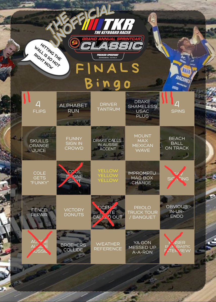 #ClassicBingo update while we wait for track prep

#53GASC