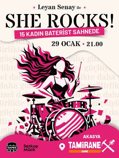 progperest's tweet photo. Bateri eğitmeni Leyan Şenay liderliğinde onbeş baterist kadın, ikonik rock şarkılarını kendi ritimleriyle yorumlayacak.

📆  29 Ocak Perşembe
⏰  21:00
📍  Tamirane Sahne, Akasya AVM
🎫  Ücretsiz https://t.co/rWB3FvJ1xf