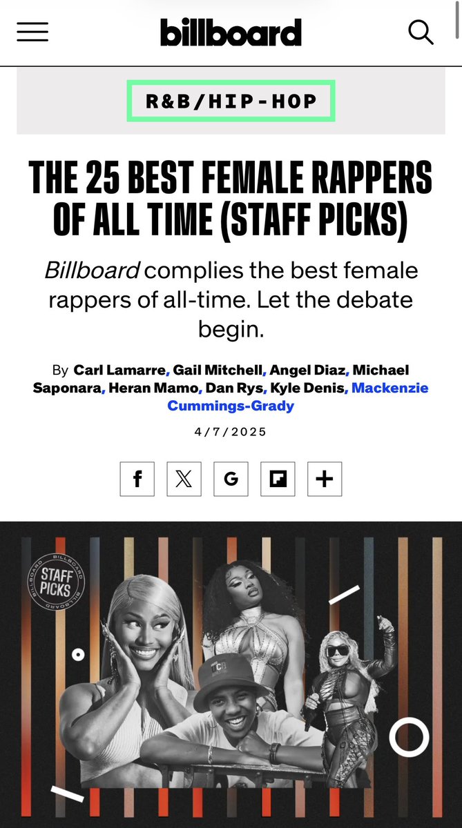 HipHopSupreme's tweet image. Lauryn Hill storms in at #3 on Billboard’s “25 Best Female Rappers of All Time.” One of the greatest to ever touch a mic, stamped yet again. #Billboard #LaurynHill