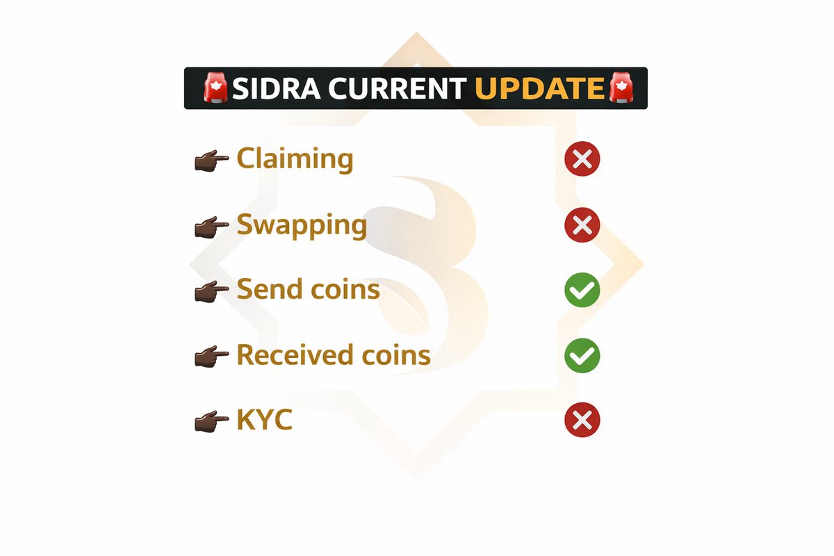 🚨 SIDRA CHAIN CURRENT UPDATE 🚨
We are fully aware of the current technical challenges some users are experiencing. Please be informed that our team is actively working on it, and everything will return to normal shortly.

Here is the current status of the platform:👇