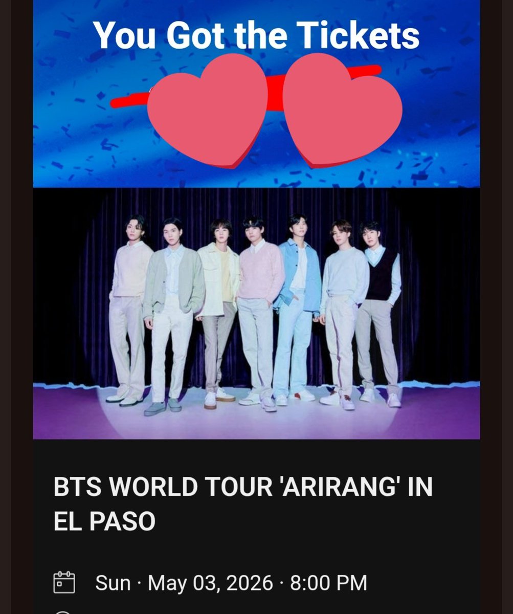 WAR IS OVEEER 
CONSEGUI LOS BOLETOOSSSSS
#BTS_WORLDTOUR #bts_worldtour_elpaso