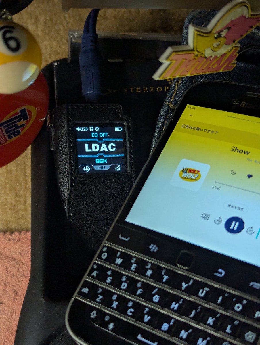 BlackBerry classic Android化。悪い事ばかりではありません。Bluetooth飛ばしで妙に音質が良いので確認してみたところ、やはりBluetoothコーデックがLDAC対応でした！ハイレゾ対応となりました(⁠^⁠^⁠)
#BlackBerryclassic ＃Android化 #zinwa ＃Q25