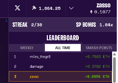 Smasherで３位まできました！
Smash pointはまだ５０位