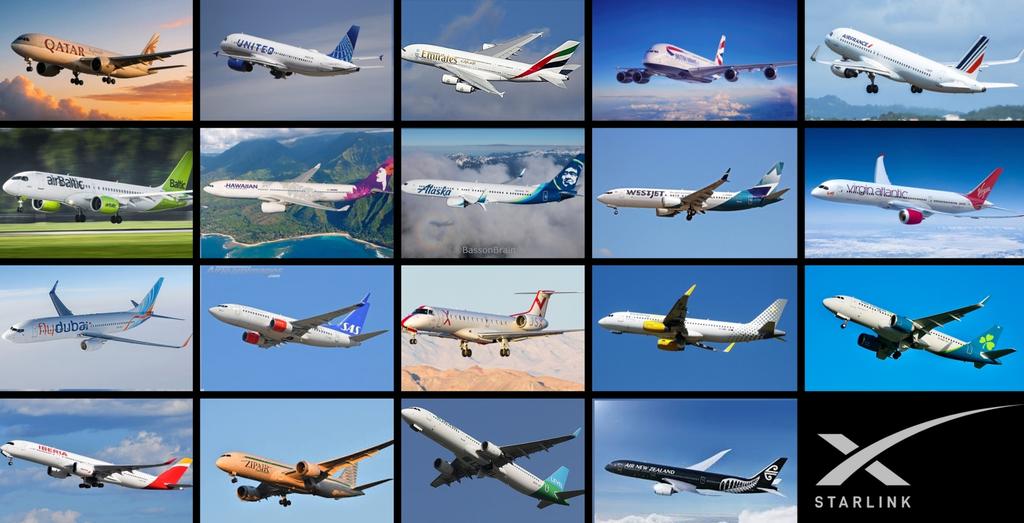 Starlink 기내 와이파이 도입 항공사 목록 이미지
