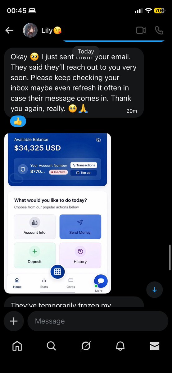 flowerbdream's tweet image. พอมันไปแบงก์ มันก็บอกเหตุผลเพราะว่าแบงก์สงสัยเรื่องที่มันเขียน BNS (buy and sell) products ในโน้ต (เราก็เริ่มเอ้ะแล้วว่าแบงก์จะบล้อคเพราะแค่เหตุผลนี้หรอ) 

มันขออีเมลเพราะแบงก์จะให้เรายืนยันอีกที นี่ก้ให้ๆไป (ทำทำไมวะ😭)…