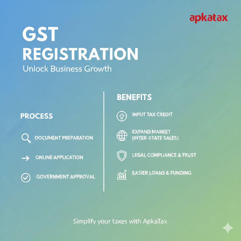 ApkaTax's tweet photo. Stop Stressing Over GST! 🛡️
💰 Claim Input Tax Credit
🌍 Expand your market across India
🤝 Build legal trust &amp; compliance
📈 Unlock easier business loans
Simplify your taxes today with ApkaTax.
#TaxSeason #GSTRegistration #ApkaTax #StartupIndia #BusinessTips #SimplifyTaxes https://t.co/ReS7a30Spn