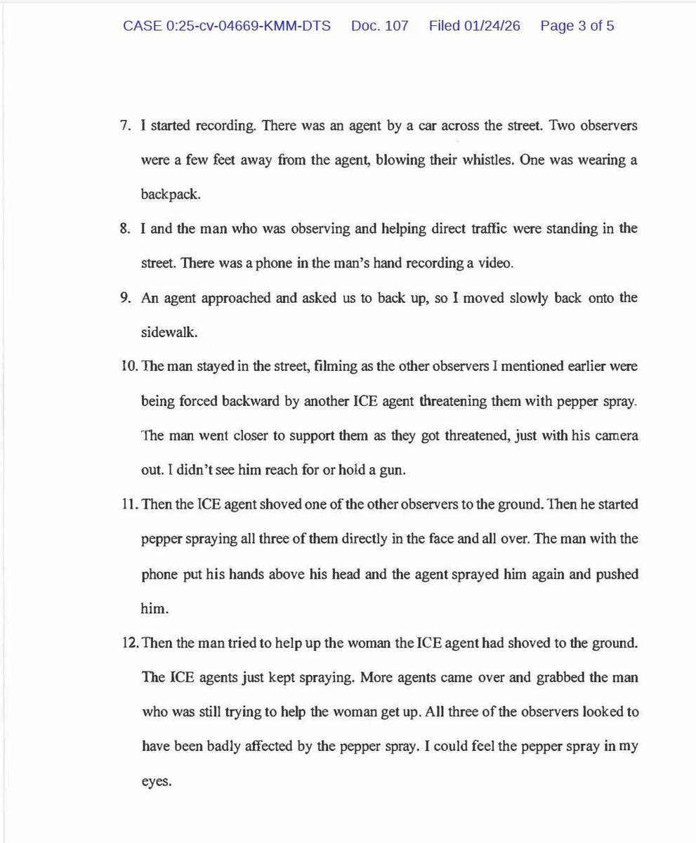 drjenna_CAPC's tweet image. This is an affidavit from a woman in Minnesota who stood 5 feet from alex pretti moments before he was murdered. 

We need help from outside the US. We will do all we can to resist the violence and oppression that is dismantling our democracy for an oligarchy #Pretti