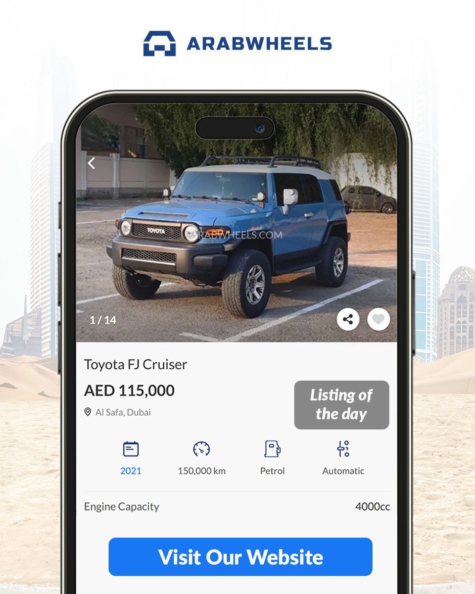 2021 Toyota FJ Cruiser – Built for Adventure &amp; Every Road: buff.ly/AmeqzfE 

Key Highlights:
🔹 Powerful 4.0 L V6 petrol engine with strong torque
🔹 True 4×4 SUV ready for city streets and desert trails alike

💰 Price: AED 115,000
📍 Location: Dubai