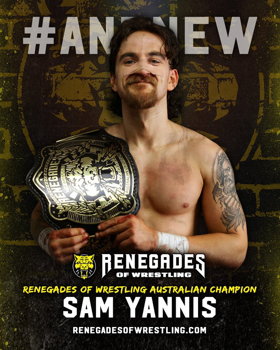 ROWrestlingAU's tweet image. Even with a broken nose, @sam_yannis defied the odds to become the inaugural Renegades of Wrestling Australian Champion!

Congratulations to the pride of Oakleigh on a hard fought victory #andnew #andfirst

linktr.ee/ROWrestlingAU