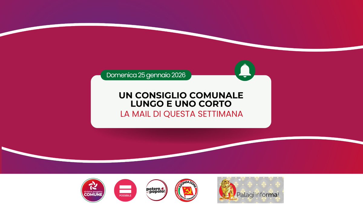 Un Consiglio comunale lungo e uno corto.

Questo 2026 è iniziato in modo particolarmente denso, sia a livello locale che per il contesto internazionale. È importante starci accanto. #Firenze #sinistraprogettocomune - mailchi.mp/f92cd7cd915b/u…