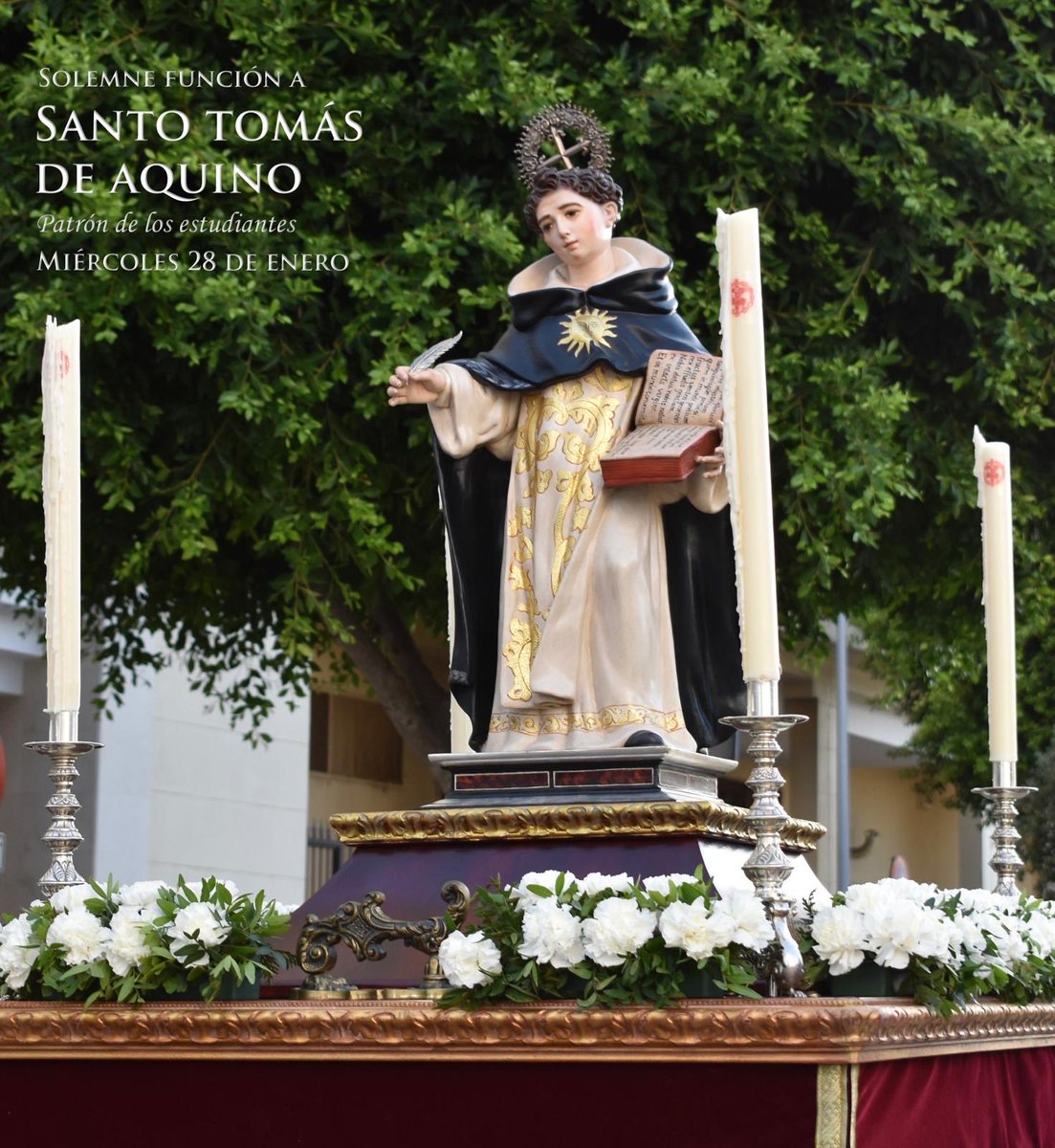 Este miércoles 28 de enero, a las 19:30 h. tendrá lugar la Solemne Función en Honor a Santo Tomás de Aquino, patrón de los estudiantes.