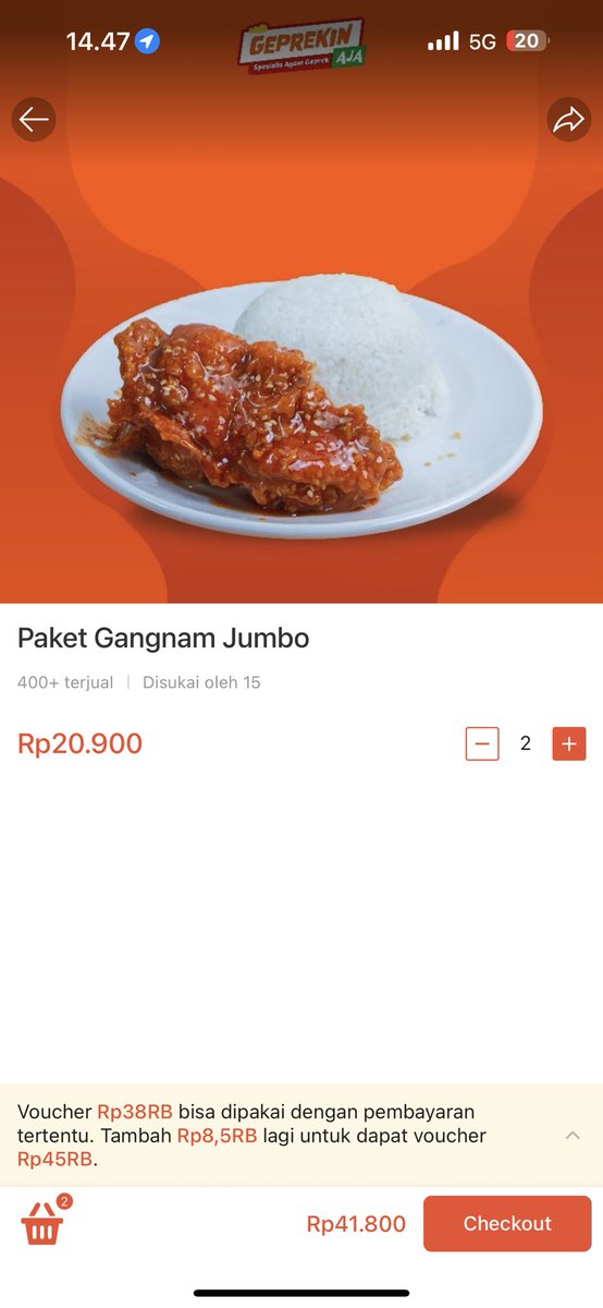 open jasdor geprekin (15.000) 2 paket gangnam