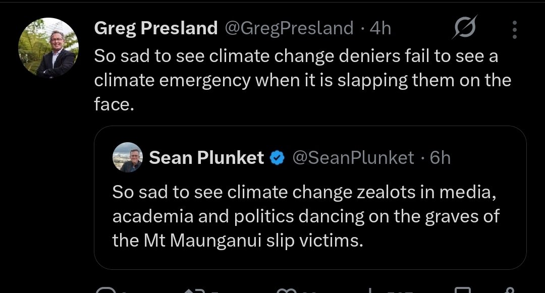 stuffynz's tweet image. Meanwhile, I'm revolted to see complete apathetic fuckwits fighting over climate when families are still waiting for the bodies of their cherished family members to be recovered.
Or thundercunt racists using this time to blame Maori for the landslide.
You all disgust me.