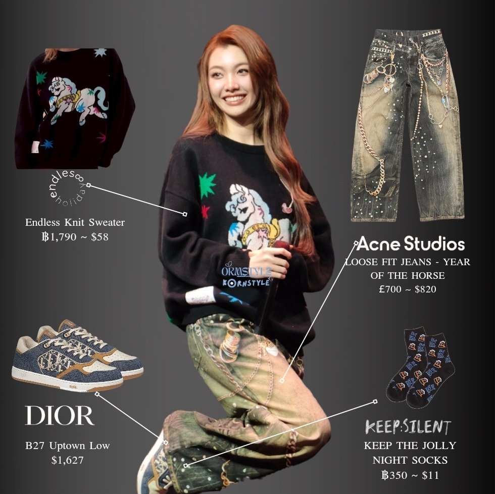 25.01.2026 Soundcheck

<a href="/endlessholidayy/">endless.holiday</a>
-Endless Knit Sweater
<a href="/acnestudios/">Acne Studios</a>
--LOOSE FIT JEANS - YEAR OF THE HORSE
<a href="/Dior/">Dior</a>
-B27 Uptown Low
Keep Silent
-KEEP THE JOLLY NIGHT SOCKS

LINGORM HONGKONG MEET
#LingOrmHKFanmeetD2
#OrmKornnaphat #ออมกรณ์นภัส