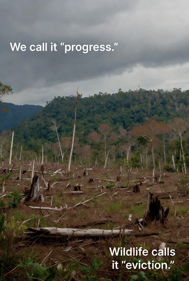 🐒 Biodiversity Bomb: 80% of terrestrial species live in forests. Deforestation has wiped out habitats, pushing 1 million species toward extinction. Present: Soil erosion &amp; water scarcity hitting communities. Future: Irreversible loss of medicines &amp; food sources. #Ecocide