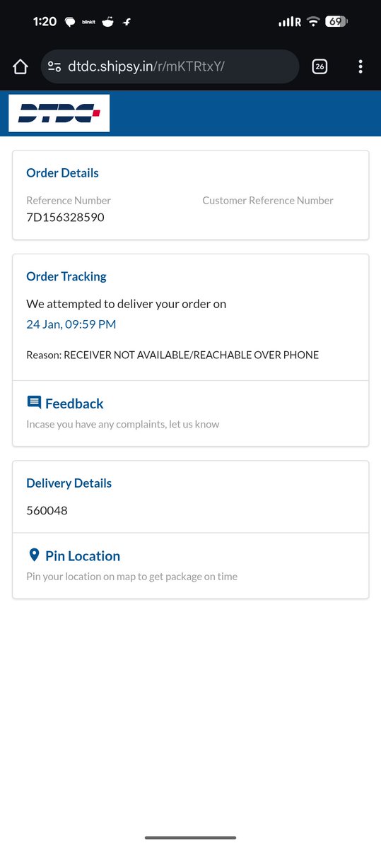 _arazaN_'s tweet photo. @DTDCIndia @abhishek_chuck @SubhasishDTDC This is how they are escalating the shipment issue. They again marked it as a receiver not available. https://t.co/vbCYbhxVc5