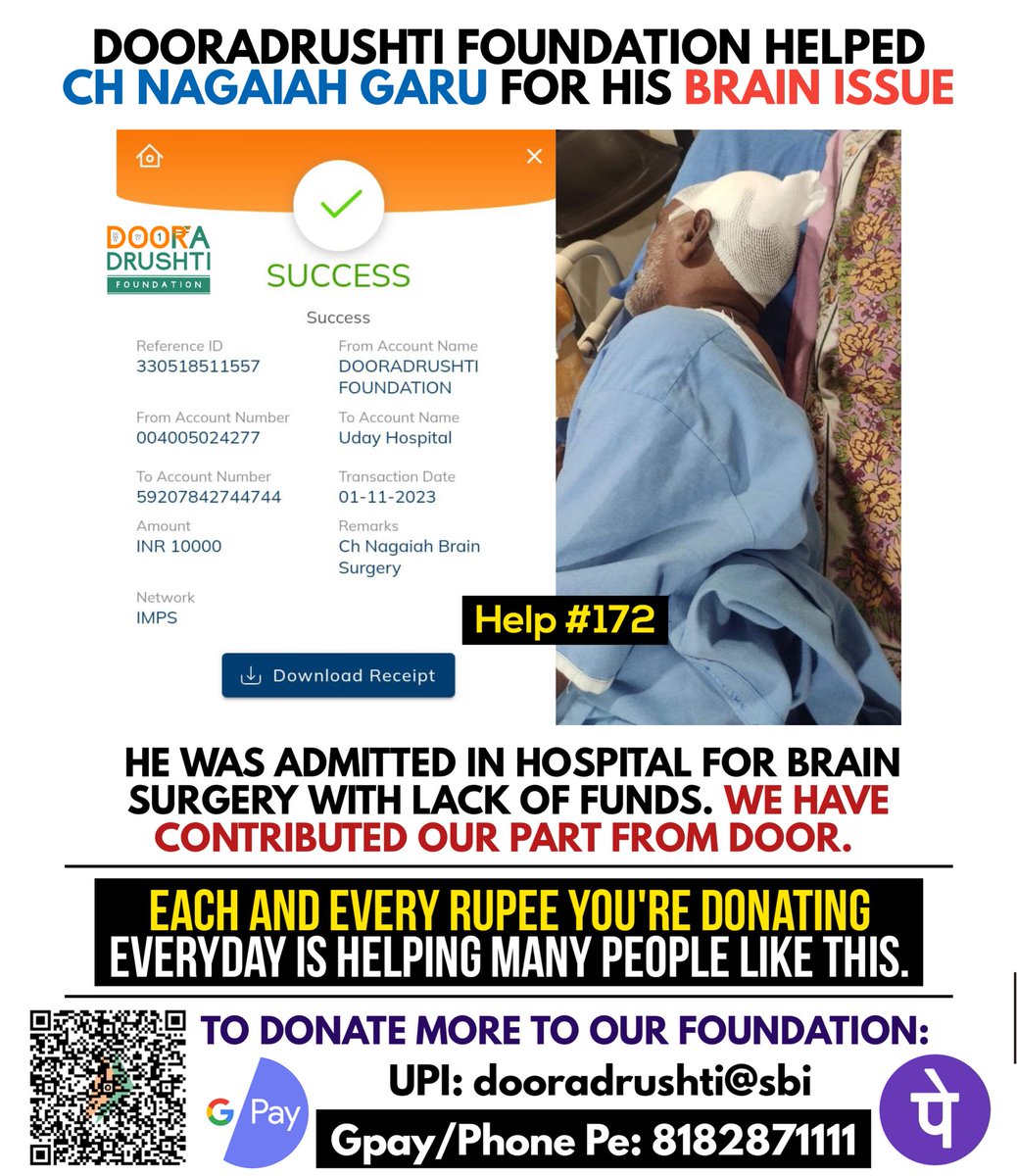 Help #172 post from <a href="/dooradrushti/">Dooradrushti Foundation</a> ❤️🤝

Spread the initiative of <a href="/DonateOnlyRupee/">Donate Only One Rupee</a> to more people and help us in helping more needy ones 😊 #Door_Helps #DonateOnlyOneRupee