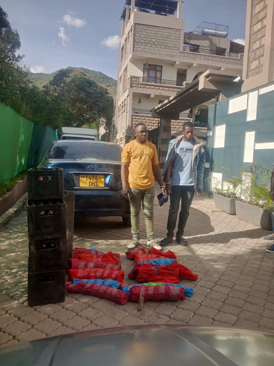 DCI_Kenya's tweet photo. COVERT STING NETS TWO WITH SH11M ELEPHANT TUSKS IN NAMANGA

A multi-agency team comprising officers from the National Police Service (NPS) and the Kenya Wildlife Service (KWS) has netted two wildlife traffickers, seizing elephant tusks worth approximately Sh11 million.

Following a trail of intelligence leads, the team launched a covert operation at Mufassa Hotel, where the traffickers were believed to be closing in on a shadowy deal with a prospective buyer.

There, they found Imani Manasi Msumbwa and Justin Mwalima, both Tanzanian nationals, and Alton Jilaoneka, a Kenyan, lounging as if they were kings on their throne, completely unaware their reign was about to come to an end.

But in a twist of fate, Justin Mwalima made a daring escape at the first sign of trouble, slipping away like a wisp of smoke. The remaining two didn’t stand a chance and were arrested on the spot.

Upon interrogation, they led the officers to their parked vehicles, setting the stage for further revelations. 

A search of a Toyota Mark X, registration number T476 DHS, turned up 20 pieces of elephant tusks weighing a total of  110 kilograms stashed in the boot, while a further inspection of a Nissan Fairland, registration number T305 EFM, uncovered a weighing machine, underpinning the traffickers' meticulous operations.

The suspects were swiftly escorted, along with the impounded motor vehicles and exhibits, to Namanga Police Station, where they are undergoing processing pending arraignment.

This interception serves as a powerful reminder of the Government’s commitment to combating wildlife trafficking through robust multi-agency collaboration and intelligence-led operations, to protect our natural resources and endangered species.

#FichuaKwaDCI. Call 0800 722 203 (Toll-free) or WhatsApp at 0709 570 000 to report anonymously. Usiogope!