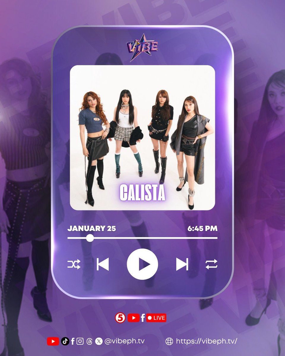 Ready for a full <a href="/calistasocials/">CALISTA</a>  moment? 👀✨
Tune in later at 6:45 PM and stan the next big P-pop girl group! Support local, support fierce! 💖🎶

🕚 6:45 PM | Sunday
📺 Live on TV5, YouTube and Facebook