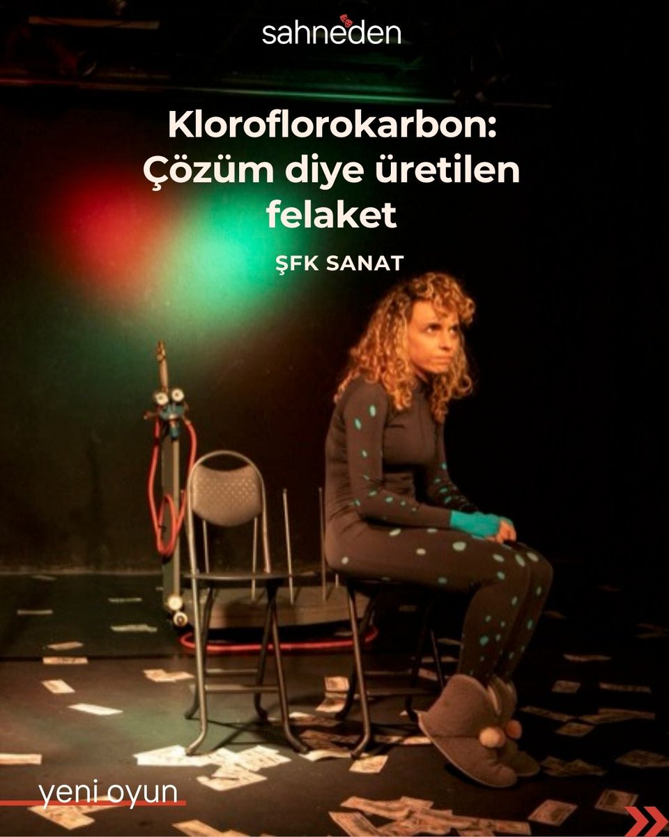 sahnedennet's tweet photo. 🎭Kloroflorokarbon: Çözüm diye üretilen felaket

@sfksanat'ın bugün prömiyer yapan oyunu Kloroflorokarbon çevre krizlerinden ilham alarak, insan merkezli ilerleme fikrini ironik bir bakışla sorguluyor.

🎭Ozan Güney Yaman'ın yazıp yönettiği oyun, 30 Ocak, 7 Şubat, 15 Şubat ve 27 Şubat günleri @EylulSahnesi'nde  izlenebilecek.

https://t.co/2777pw3Ts7